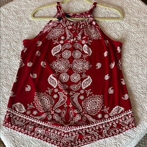 INC International Concepts Red Paisley Halter Tank Top